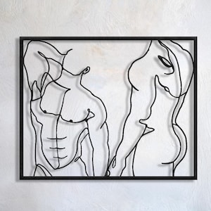 Naked Man Theme Metal Wall Art , Man Body Theme Metal Wall Decor , Naked Man Theme Wall Sign , Naked Man Line Art Decor