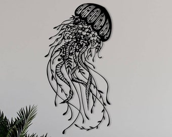 Jellyfish Metal Wall Art ,Marine Metal Wall Sign , Holiday Home Metal Wall Decor, Sea Life Wall Art , Jellyfish Art Work , Jellyfish Sign