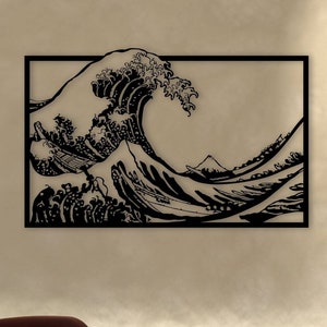 Arte de pared de metal de Hokusai La Gran Ola de Kanagawa, Decoración de pared de metal de la Gran Ola, Arte de pared de metal de Kanagawa Oki Nami Ura, Hokusai Katsushika
