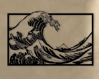 Hokusai The Great Wave of Kanagawa Metal Wall Art , Great Wave Metal Wall Decor , Kanagawa Oki Nami Ura Metal Wall Art , Hokusai Katsushika