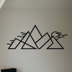 Mountain Sun Metal Wall Art: Minimalist Nature Decor