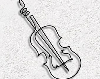 Violin Metal Wall Art: Musician Line Art Decor