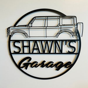 Cartello da parete in metallo con tema Bronco personalizzato, decorazione in metallo Bronco personalizzata, arte murale Bronco personalizzata, cartello da parete per garage Bronco personalizzato