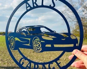 Letrero metálico personalizado para garaje de coches deportivos: arte mural personalizado