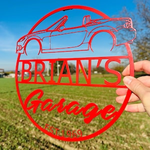 Cartello personalizzato per garage MX-5 NC in metallo: decorazione murale personalizzata per auto