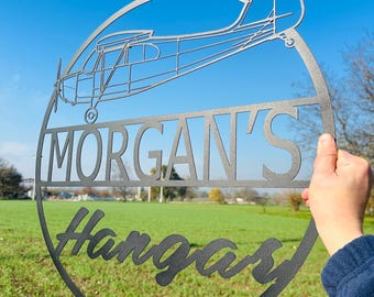 Custom Hangar Metal Sign, Aviation Theme Wall Decor