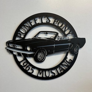 Custom 1965 Mustang Cabrio Theme Metal Wall Sign , Mustang Cabrio Metal Wall Art , Custom Mustang Garage Sign , Personalized Garage Sign