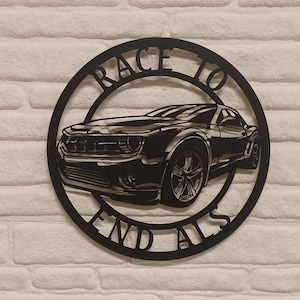 Cartello da parete in metallo con tema Camaro personalizzato, cartello da parete in metallo Camaro, cartello con nome personalizzato per garage Camato, cartello con nome personalizzato per famiglia in garage