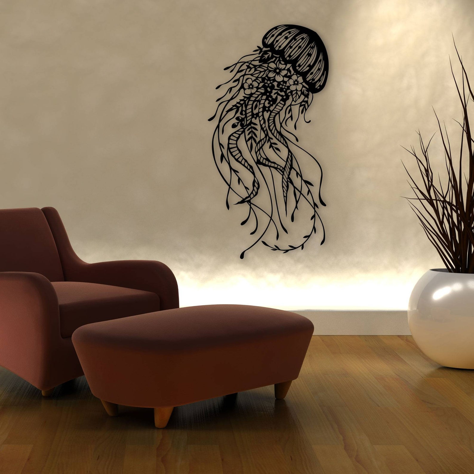 Jellyfish Metal Wall Art marine Metal Wall Sign Holiday Etsy