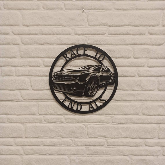 Custom Camaro Metal Wall Art: Personalized Garage Name Sign