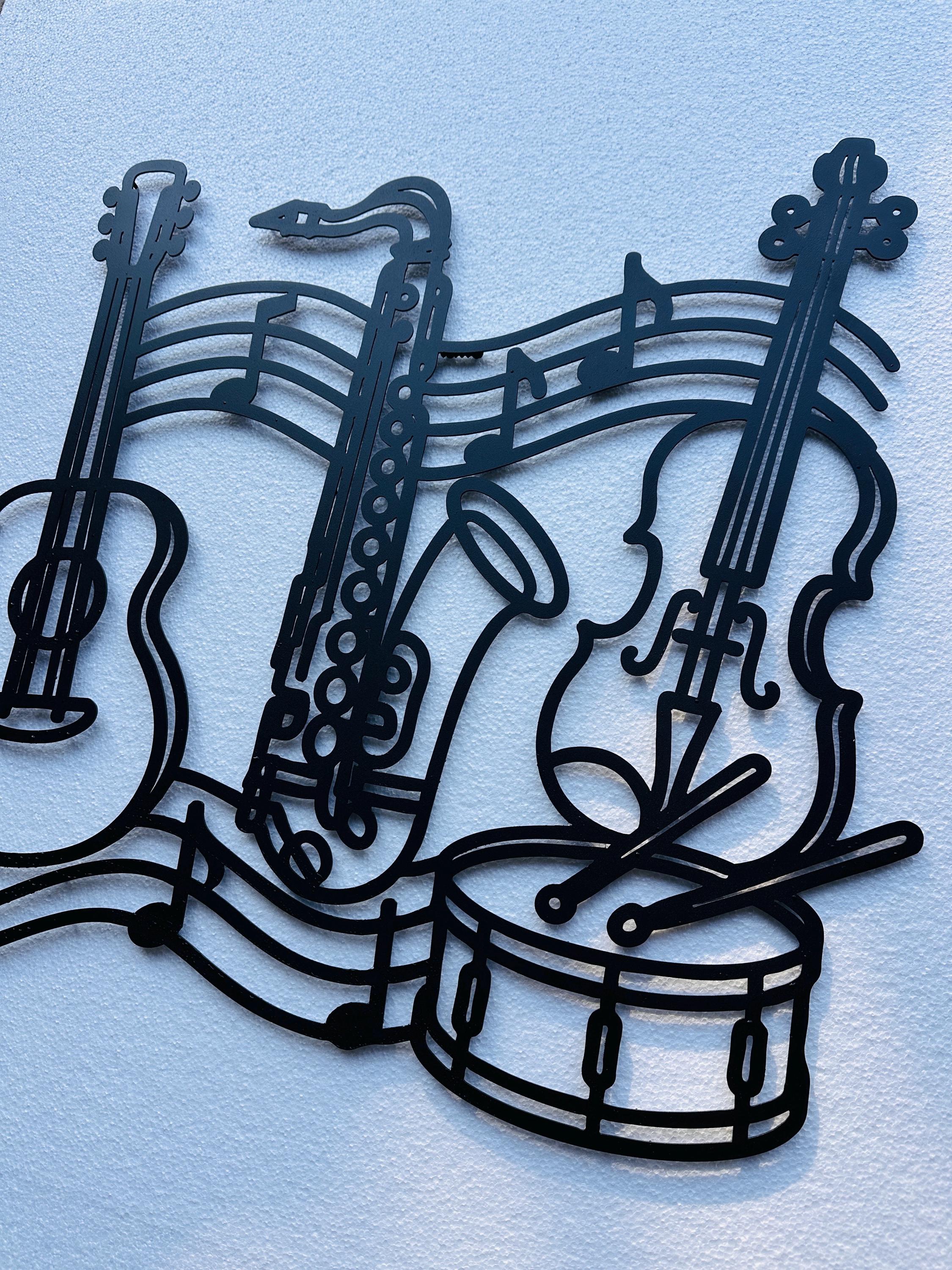 Musical Instruments Metal Wall Art: Guitar, Saxophone, Violin