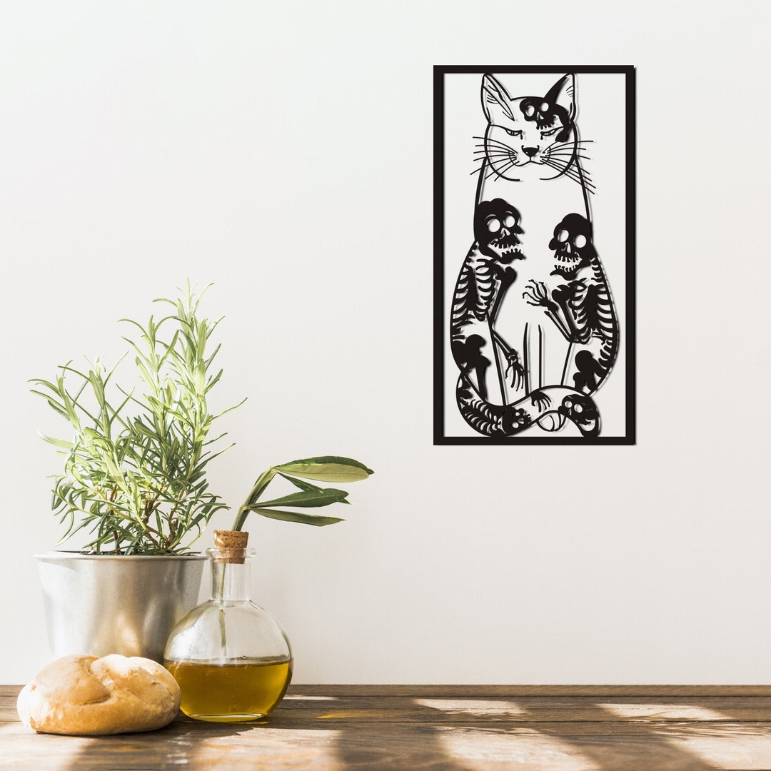Cat Metal Wall Art Japan Cat Metal Wall Decor Metal Wall Etsy