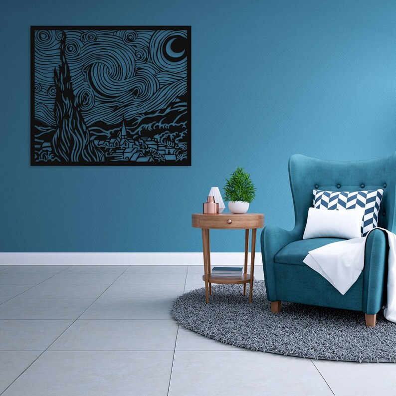Starry Night Metal Wall Art Van Gogh Starry Night Wall Decor Etsy