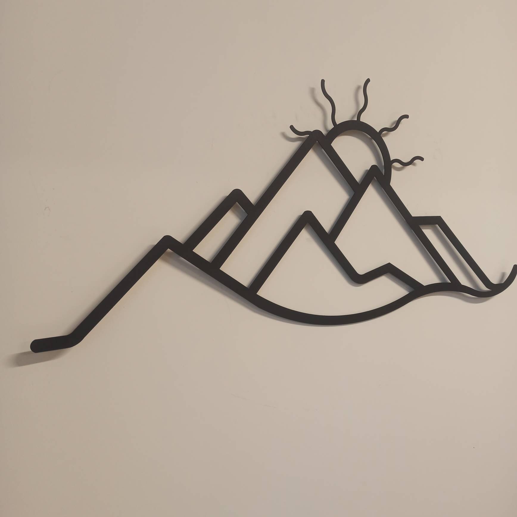 Metal Wall Art - Mountain & Sun Design, Indoor/Outdoor Decor, 118x44cm - View #5