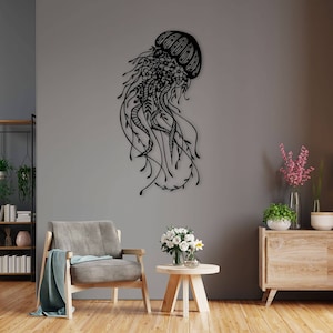 Jellyfish Metal Wall Art ,Marine Metal Wall Sign , Holiday Home Metal Wall Decor, Sea Life Wall Art , Jellyfish Art Work , Jellyfish Sign image 4