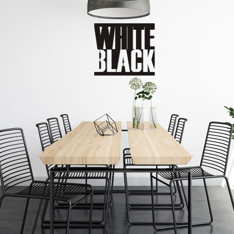 Whiteblack Metal Wall Art Blackwhite Metal Wall Decor Etsy