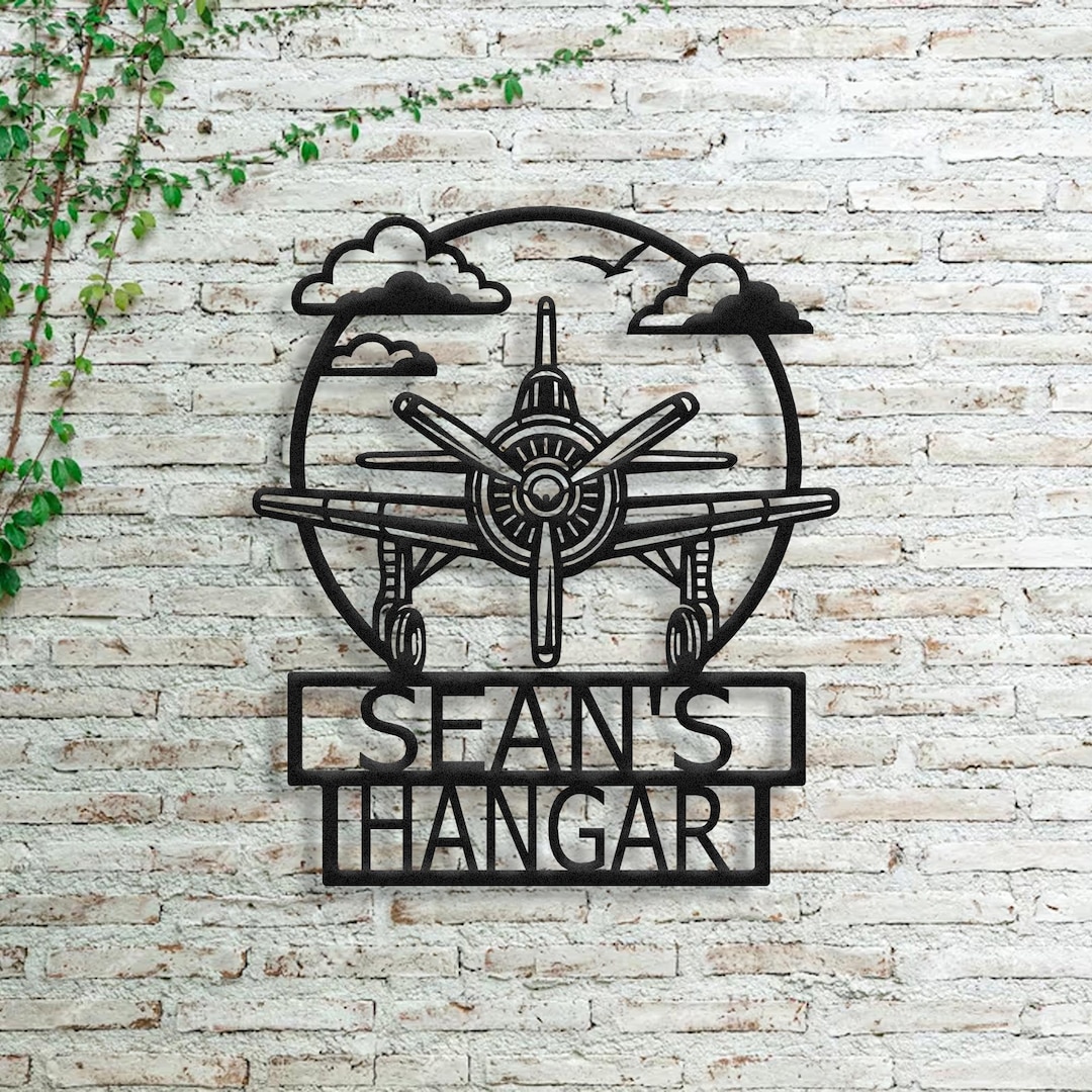 Custom Airplane Metal Wall Art , Personalized Pilot Hangar Sign ...