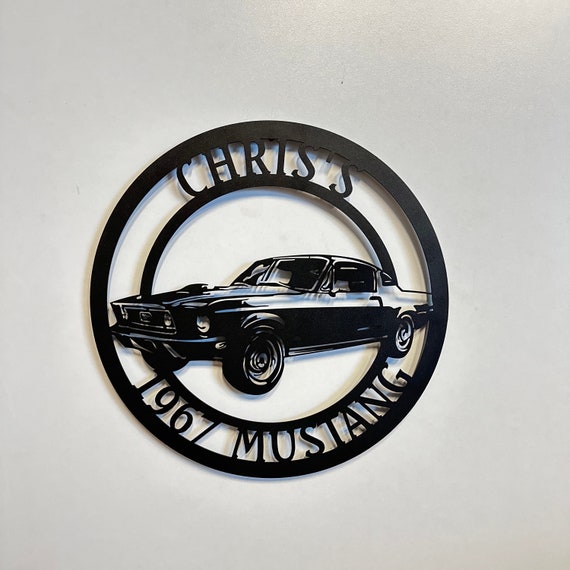 Custom 1967 Mustang Metal Wall Art: Personalized Garage Name Sign