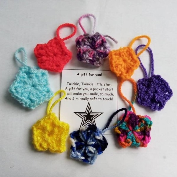 Pocket star, thoughtful gift, crochet star gift, special Friend, lockdown, miss you, love you gift