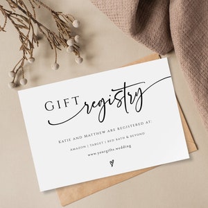 Gift registry card template, diy wedding registry enclosure card, modern wedding gift registry insert, printable editable download #BL77