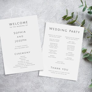 Modern Wedding Program Template: Minimalist Order of Service (Templett Download)