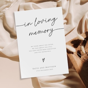 In loving memory sign template, simple wedding memorial printable, never been forgotten diy wedding sign, templett editable download #BL46