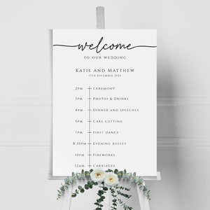 Wedding Timeline Sign Template Simple Wedding Welcome Itinerary