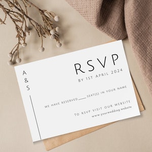 Wedding rsvp card template, monogram wedding response, minimalist printable rsvp, rsvp insert card, clean & modern, editable download #BL12