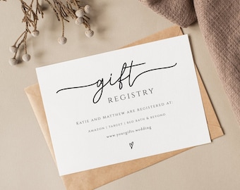 Gift registry card template, diy wedding registry enclosure card, simple wedding gift registry insert, printable editable download #BL46