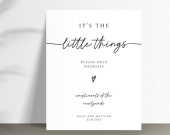 Wedding bathroom sign template, wedding ladies gents basket sign, modern it's the little things wedding sign, editable download #BL46