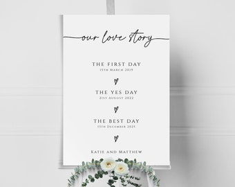 First day, yes day, best day wedding printable sign, our love story sign template, simple wedding welcome large sign, templett download BL46