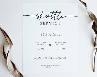 Wedding shuttle sign template, wedding transportation printable sign, minimalist bus sign, diy tabletop wedding, editable download #BL46