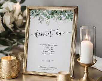Eucalyptus Wedding Dessert Bar Sign Template (Digital Download)