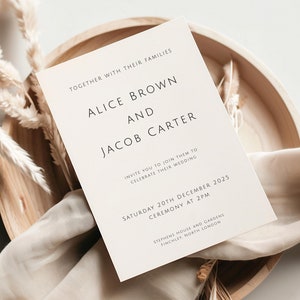 Modern Black & White Wedding Invitation Template (Templett Download)