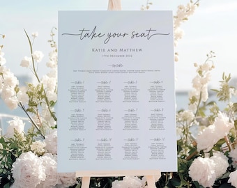 Simple wedding seating sign template, wedding seating chart editable, minimalist large portrait sign, printable take a seat template #BL46