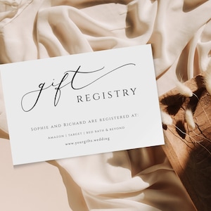 Romantische Geschenk-Registrierkarte, elegantes Design für die Hochzeits-Registratur, schlichte Hochzeits-Registrierkarte, druckbare Datei #BL10