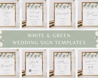 Roses & Greenery Wedding Sign Template Bundle (DIY Printable)