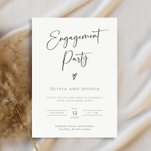 Engagement party invitation printable, modern photo engagement invite template, wedding engagement party script, diy editable download #BL77
