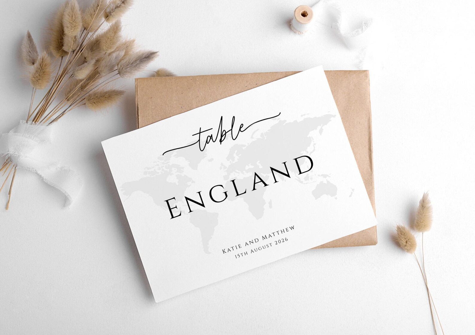 Editable Country Wedding Table Name Template, World Map Table Number ...