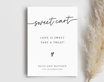 Wedding sweet cart sign template, wedding printable love is sweet take a treat sign, modern sweet treat sign, editable download #BL46