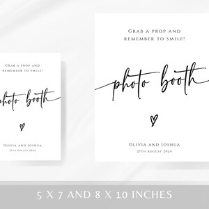 Photo Booth Sign Template, Modern Wedding Photo Booth Printable Card ...