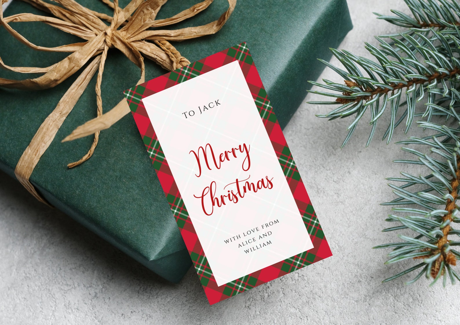 Christmas Tartan Gift Tag Template, Printable Red and Green Party Tags ...