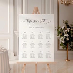 Modern wedding table plan template, minimalist wedding seating chart editable, diy black and white table chart, printable take a seat #BL77