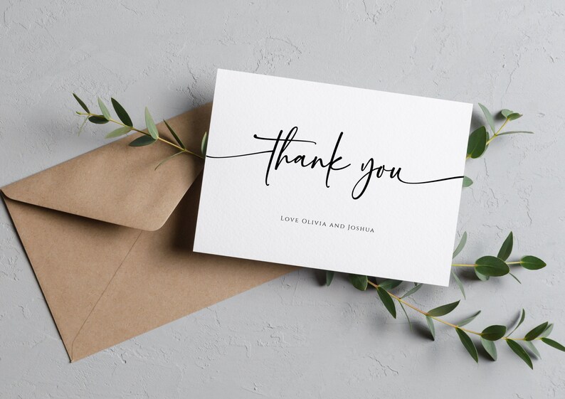 Minimalist Thank You Card Template Wedding Flat and Folded - Etsy