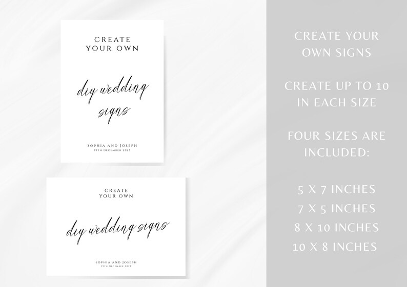 Modern Script Wedding Sign Template: DIY Party Signs (digital Download ...