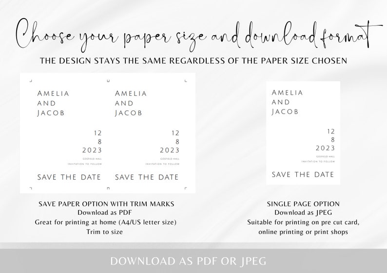 Modern save the date invitation, printable wedding save our date template, add your own photo, double sided editable download, templett image 6