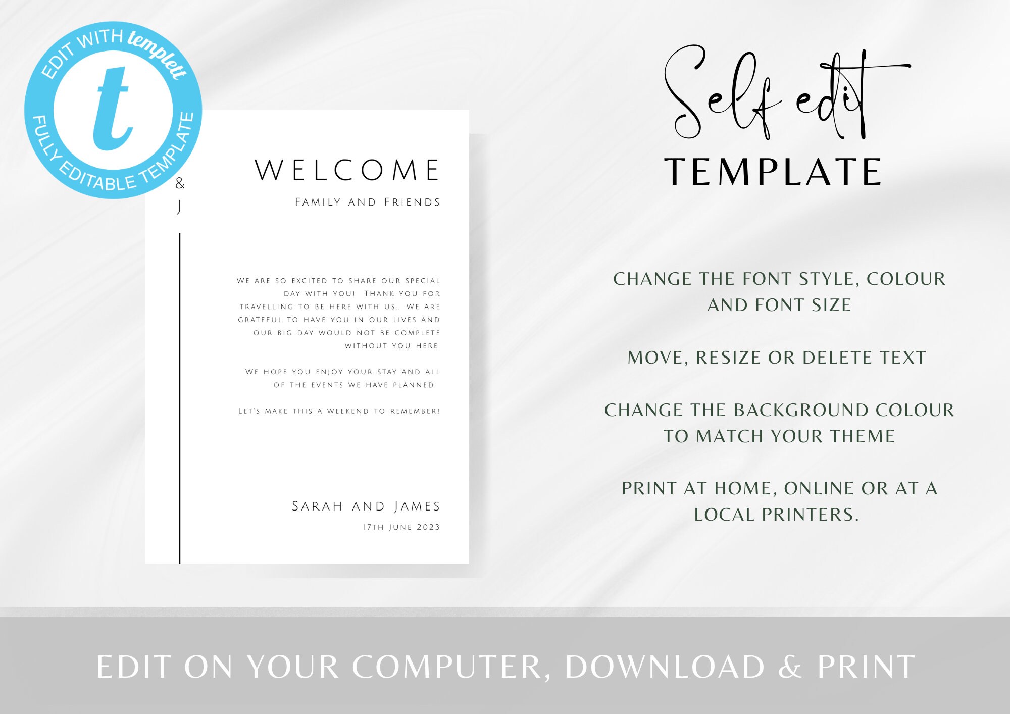 Event Note Card Template Wedding Weekend Events Card Template With Icons, Wedding Timeline ...