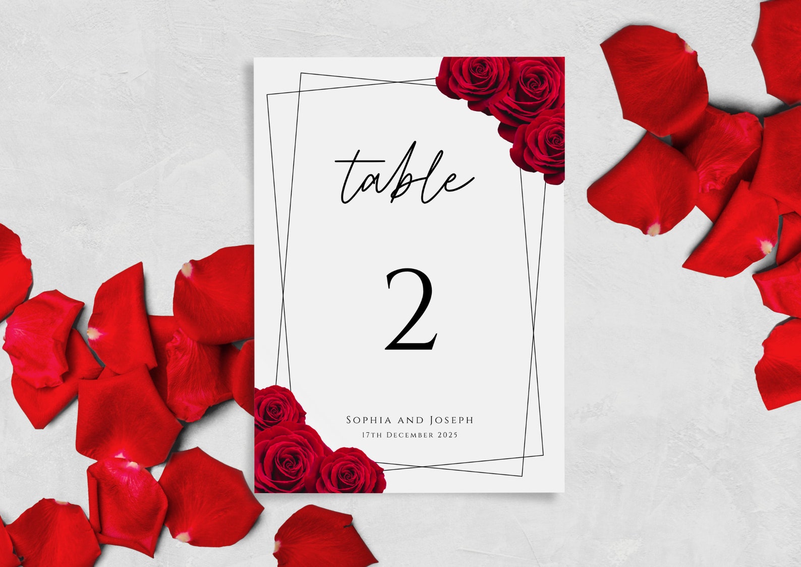 Red Roses Table Numbers Red Rose Table Number Template, Wedding Table Number Printable Signs ...