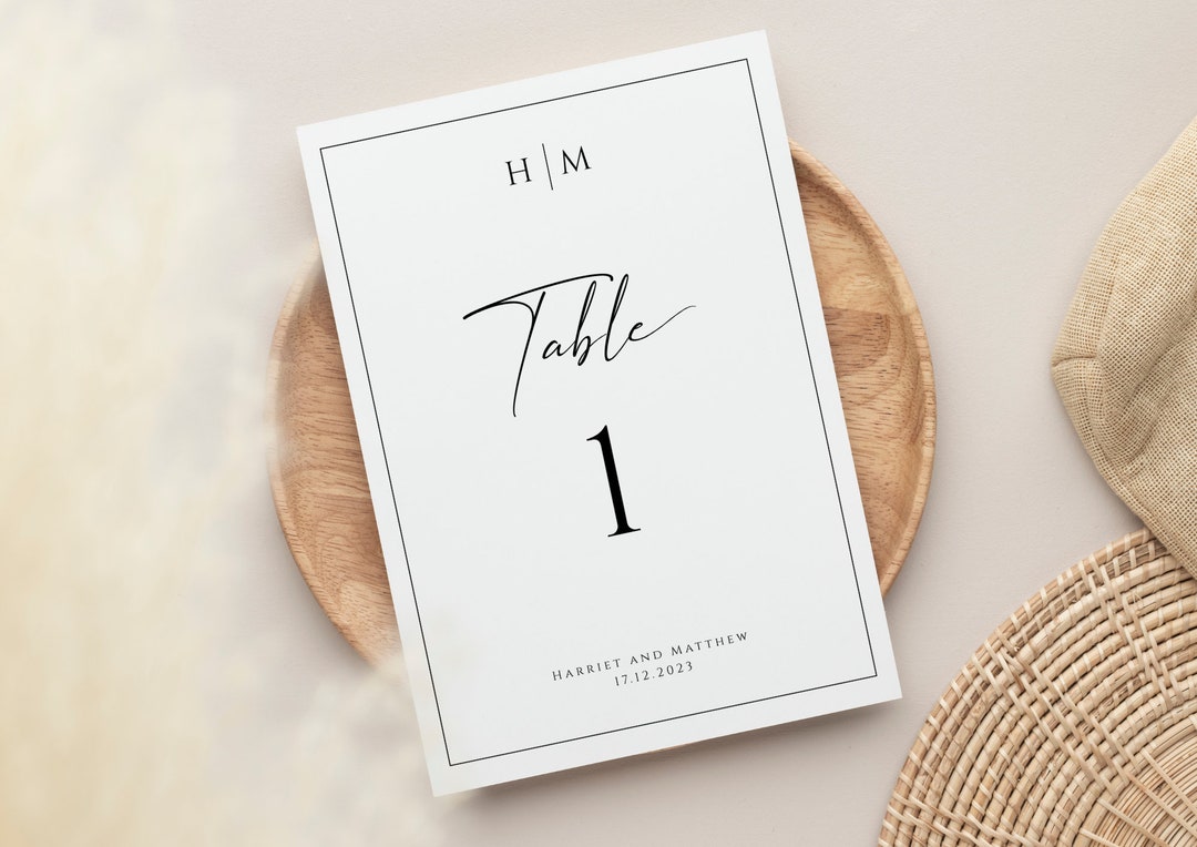 Table Monogrames Monogram Table Number Template Sign, Wedding Table Number Signs ...