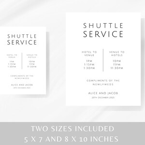 Modern Wedding Shuttle Sign Template, Minimal Black and White ...